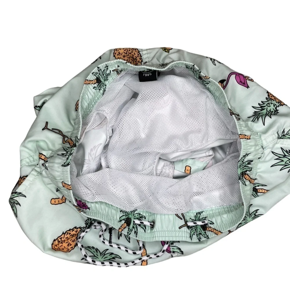 Maui And Sons Men’s Flamingo Print Lined Swim Trunks Size Small